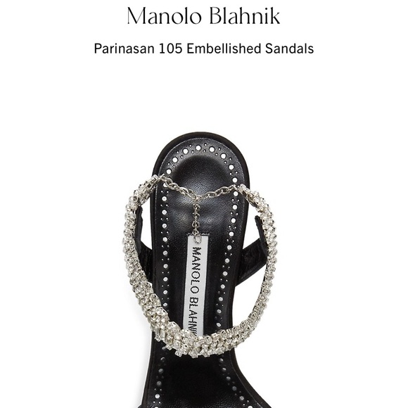 Manolo Blahnik Parinasan 105 Embellished Sandals Heels in Black Size 38 - Picture 6 of 8